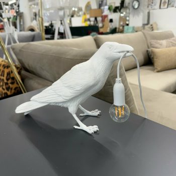 Galda lampa Bird Waiting, balta