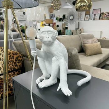 Galda lampa The Monkey Lamp Sitting Version, balta
