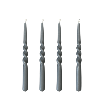 Garās sveces Twisting, pelēkas, 4 gab.