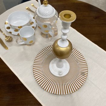 Svečturis Sphere Medium White-Gold, 37cm