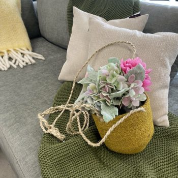 Puķu pods Belle, iekarams, dzeltens