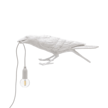 Galda lampa Bird Playing, balta