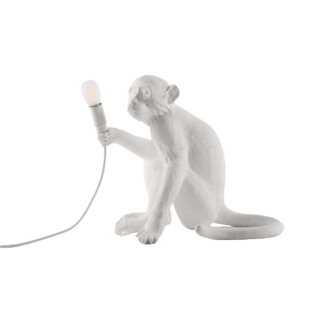 Galda lampa The Monkey Lamp Sitting Version, balta