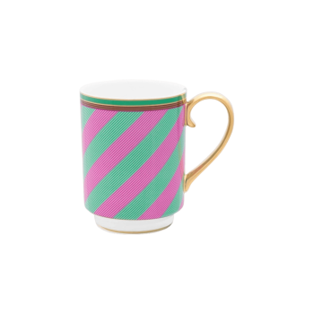 Krūze Chique Stripes Pink-Green, 350ml