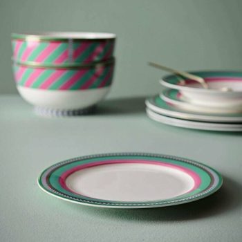 Šķīvis Stripes Pink-Green, 23cm