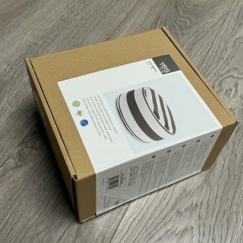 Piepūšams pufs Stripes baltā/pelēkā krāsā