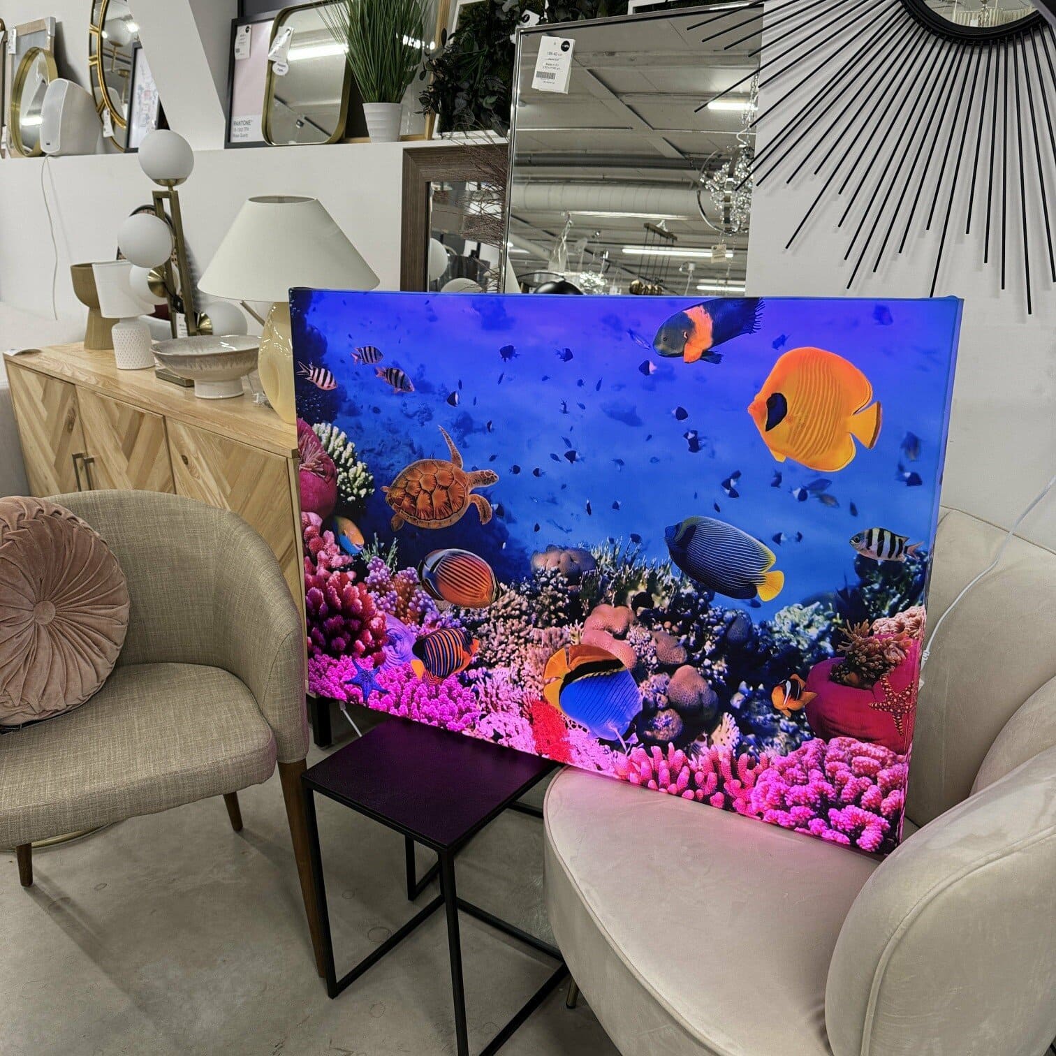 Audekla apdruka, Zivis virs koraļļu rifa, ar LED apgaismojumu Audekla apdruka, Zivis virs koraļļu rifa, ar LED apgaismojumu