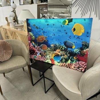 Audekla apdruka, Zivis virs koraļļu rifa, ar LED apgaismojumu