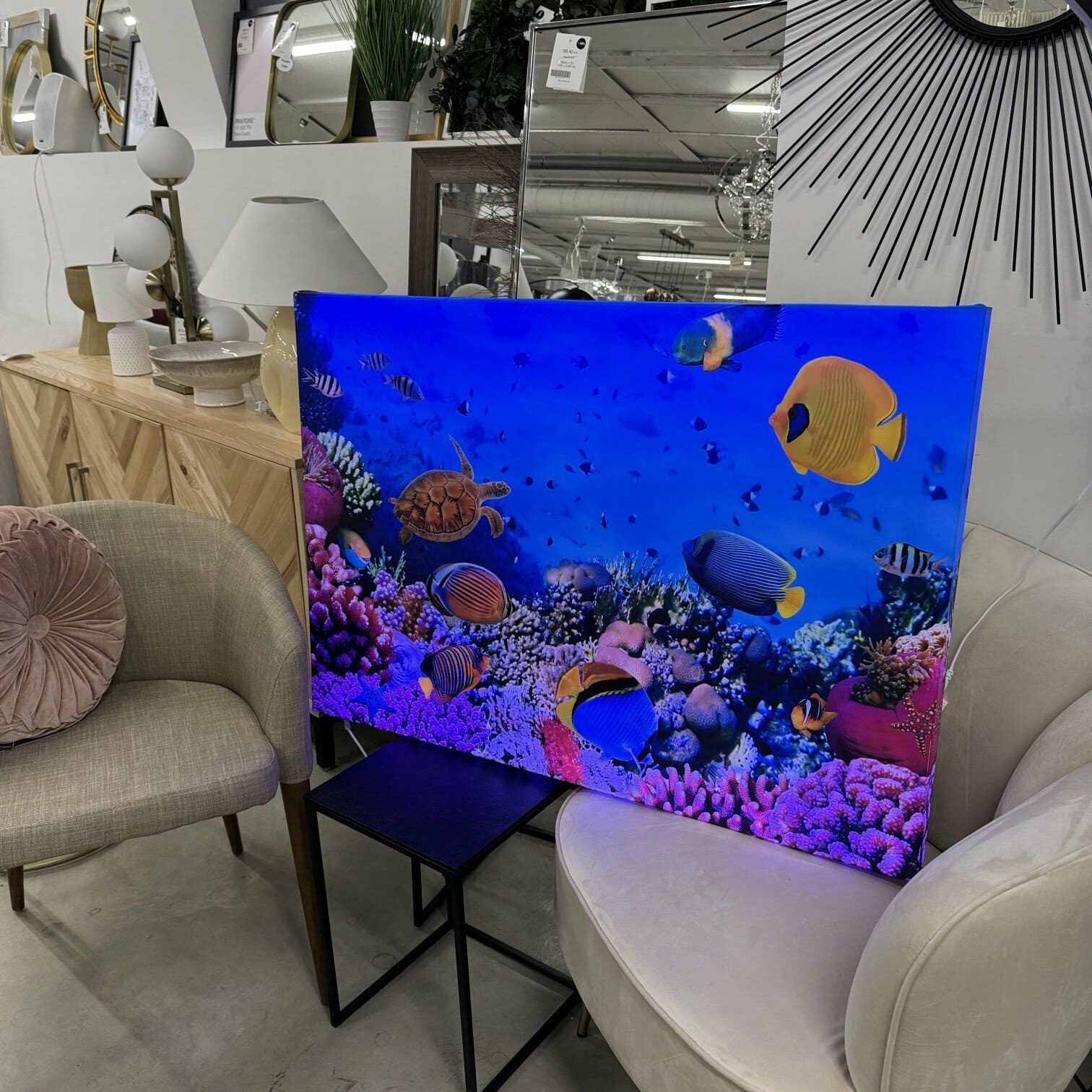 Audekla apdruka, Zivis virs koraļļu rifa, ar LED apgaismojumu Audekla apdruka, Zivis virs koraļļu rifa, ar LED apgaismojumu