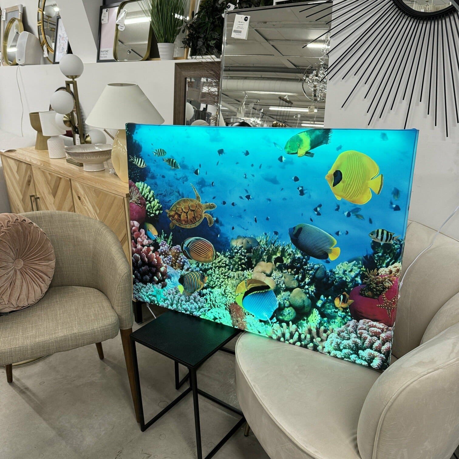 Audekla apdruka, Zivis virs koraļļu rifa, ar LED apgaismojumu Audekla apdruka, Zivis virs koraļļu rifa, ar LED apgaismojumu