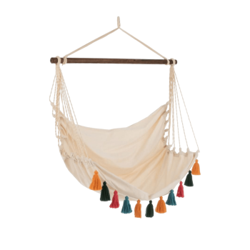 Iekarināms šūpuļtīkla krēsls Nacelle, balts/daudzkrāsains