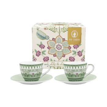 Espresso tases ar apakštasēm Lily&Lotus Light Green, 120ml, 2gab.