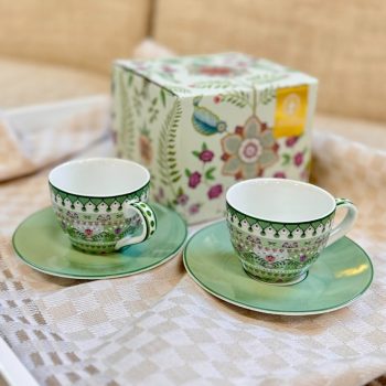 Espresso tases ar apakštasēm Lily&Lotus Light Green, 120ml, 2gab.