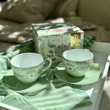 Krūzes ar apakštasēm Lily&Lotus Light Green, 280ml