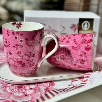 Krūzes Jolie Flowers Pink, 350ml, 2gab.