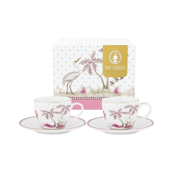 Espresso tases ar apakštasēm Jolie Dots Gold Pink, 120ml, 2gab.