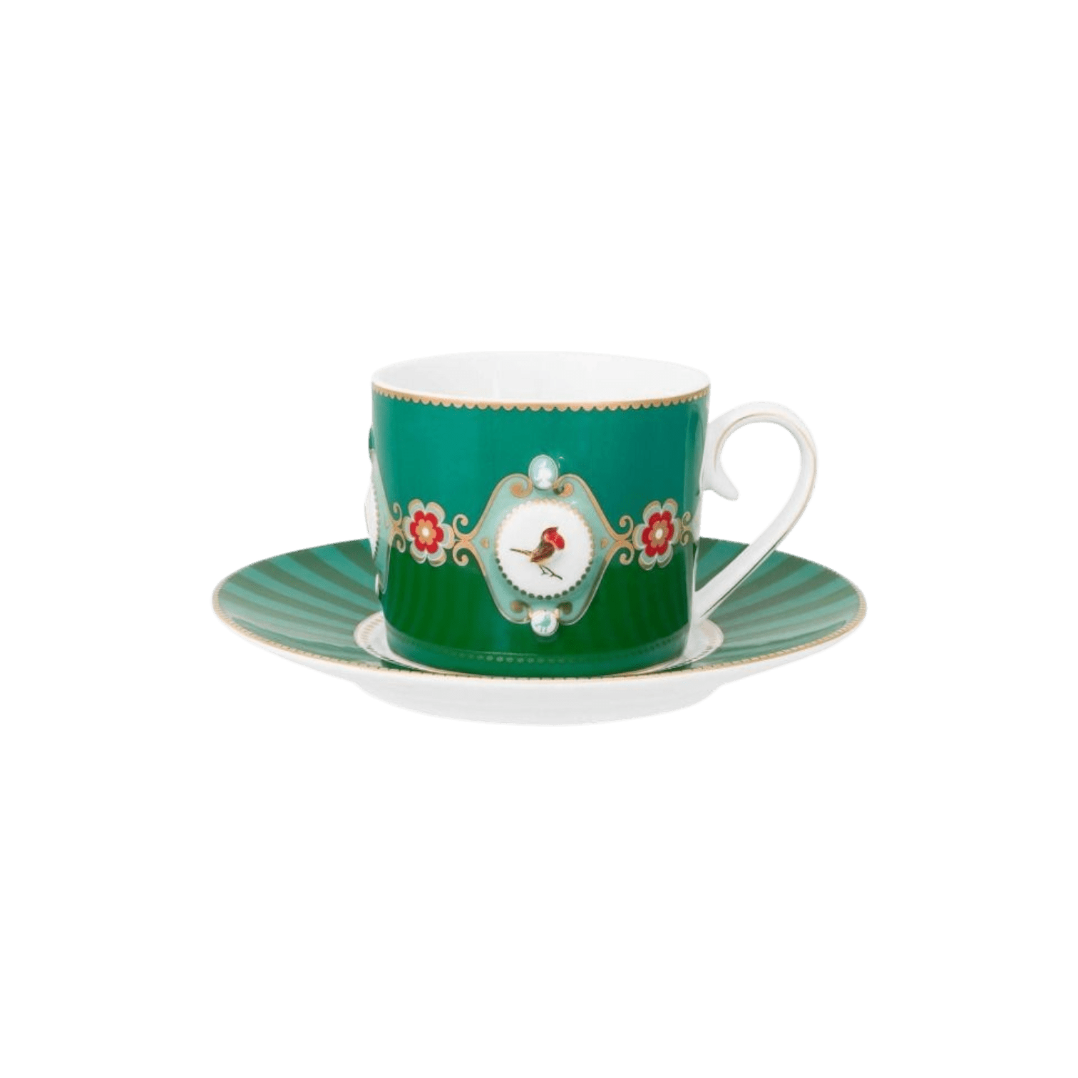 Tasīte ar apakštasīti Love Birds Medallion Emerald-Green, 200ml Tasīte ar apakštasīti Love Birds Medallion Emerald-Green, 200ml