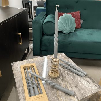 Garās sveces Twisting, pelēkas, 4 gab.