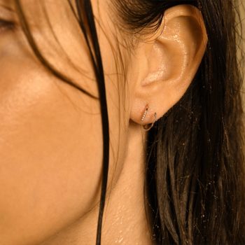 Rozā zelta auskari 375/1000 “Pretty Diamond Swirl” ar dimantiem 0.03ct/10