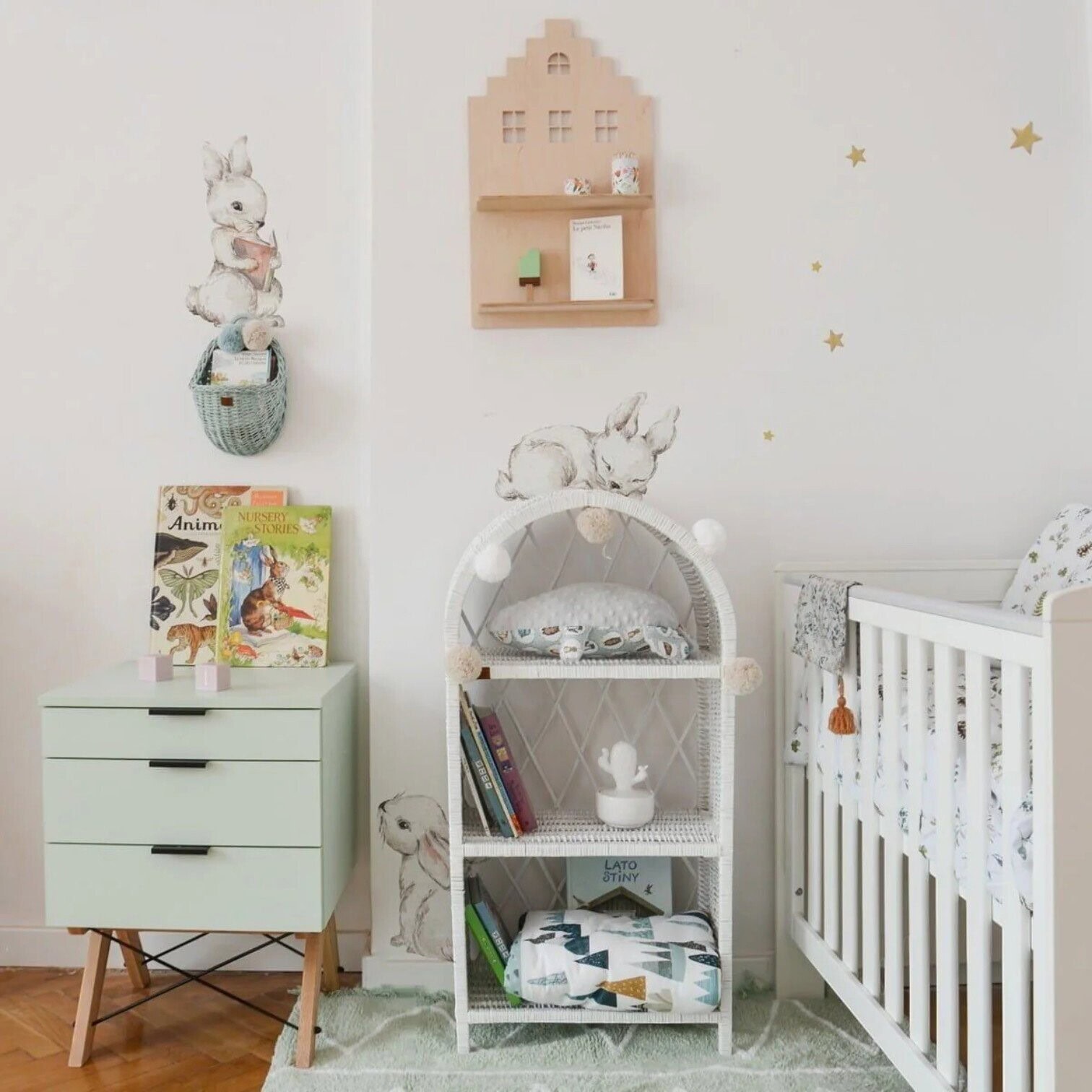 Sienas uzlīmes White Happy Rabbits, 8gab. Sienas uzlīmes White Happy Rabbits, 8gab.