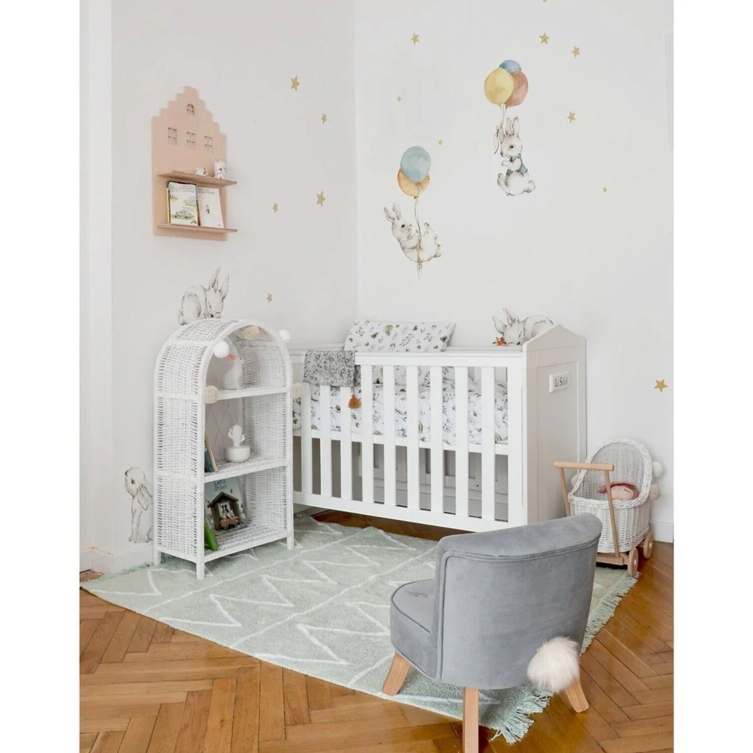 Sienas uzlīmes White Happy Rabbits, 8gab. Sienas uzlīmes White Happy Rabbits, 8gab.