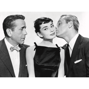 Plakāts Audrey Hepburn with William Holden and Humphrey Bogart, 50x70cm