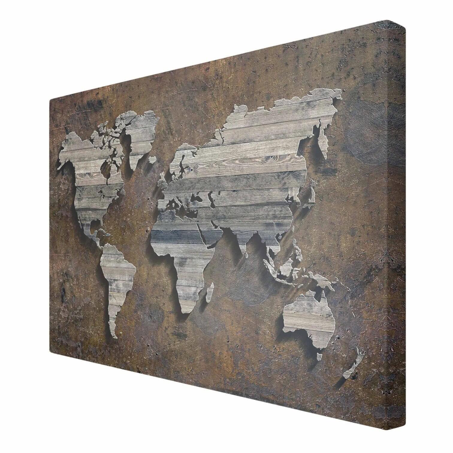 Posteris Wooden Grid World Map Posteris Wooden Grid World Map