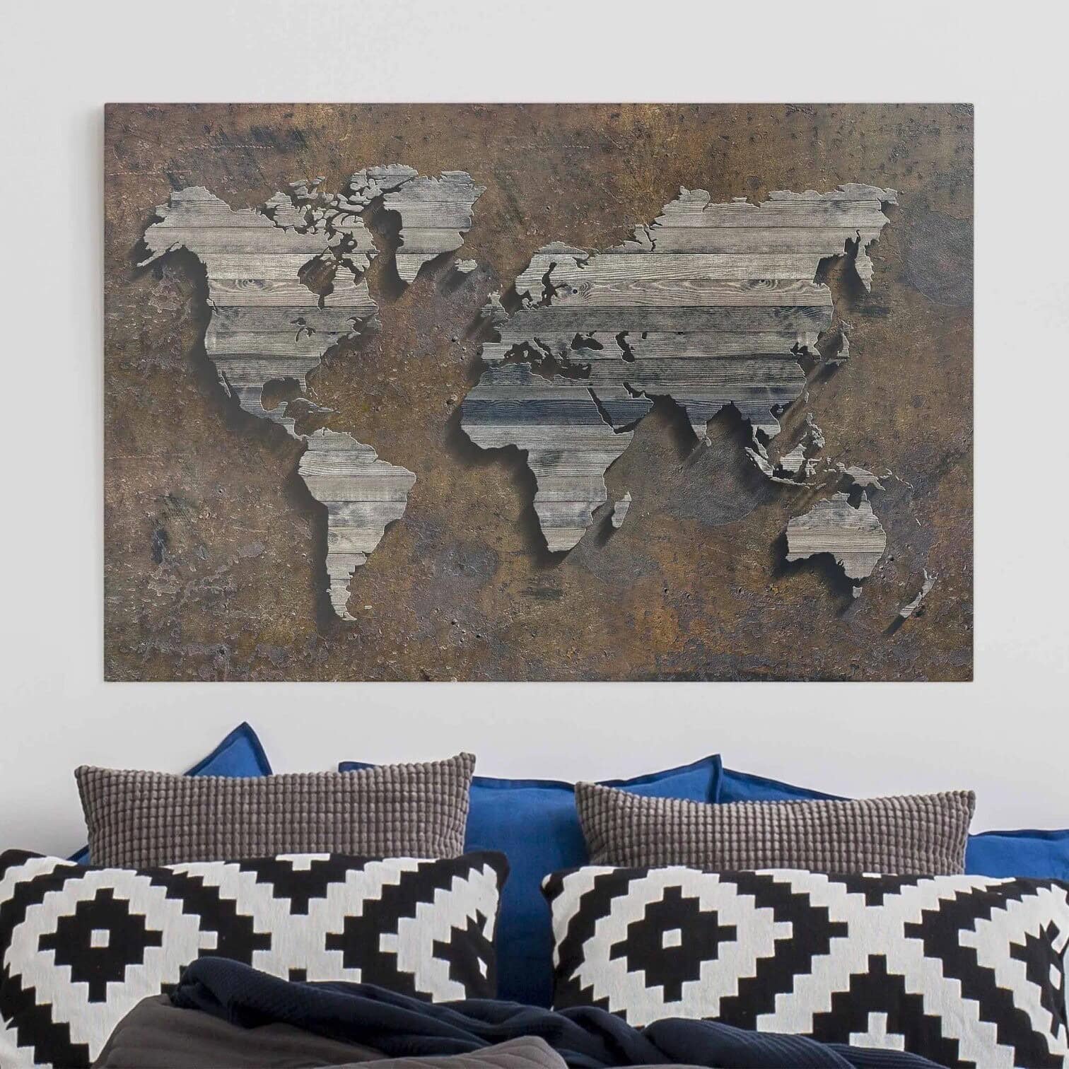 Posteris Wooden Grid World Map Posteris Wooden Grid World Map