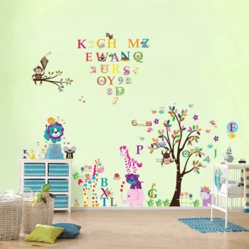 Sienas uzlīmes, numerācija, dzīvnieki un alfabēts