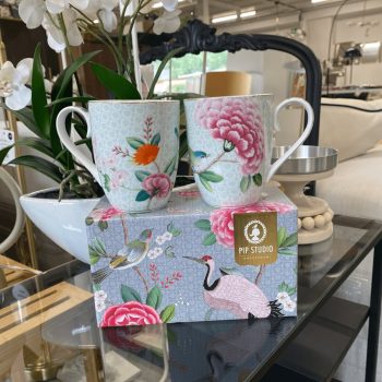 Krūzes Blushing Birds White, 2gab., 350ml